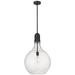 Auralume Amherst 16" Matte Black LED Pendant With Seedy Shade
