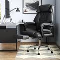 The Twillery Co.® Midcre Big & Tall Executive Office Chair High Back Leather Desk Chair w/ Footrest for Home Office Black Upholstered | Wayfair