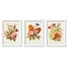 Red Barrel Studio® Antique Floral Bouquet - 3 Piece Picture Frame Print Set on Wood in Brown/Green/Pink | 22 H x 18 W in | Wayfair