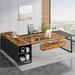 Latitude Run® 70.87" Executive Desk & File Storage Cabinet Wood in White/Brown | 29.92 H x 70.87 W x 55.12 D in | Wayfair