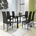 Latitude Run® 6 - Person Dining Set Glass/Upholstered/Metal in Black | 29.53 H x 27.6 W x 52 D in | Wayfair 02400DA7DC2D46A7AC4F7C1011154891