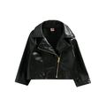 Infant Baby PU Leather Motorcycle Coat Toddler Girl Boy Faux Leather Oblique Zipper Jacket