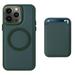 ELEHOLD Magnetic Case for iPhone 12 Pro Max 6.7 inch Slim Thin Liquid Silicone Skin-Touch Compatible with MagSafe with Removable Card Slot Shockproof Anti-Scratch Case -Darkgreen
