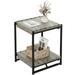 Fashionwu Wood End Table Industrial Side Table with Storage Shelf Easy Assemble 19.6 Square End Table with Sturdy Frame Nightstand Table for Small Spaces Living Room Bedroom Grey