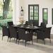 7/9-piece Patio Dining Set, Expendable Rectangular Outdoor Dining Table with Rattan Chairs