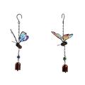 Jikolililili 2 Pcs Butterfly Wind Chimes 11.8 H Iron Stained Glass Butterfly Wind Chimes Gifts for Mom Outdoor/Indoor Wind Chimes for Home Garden Window Yard Patio Lawn Decoration