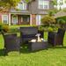 Costway 4PCS Rattan Patio Furniture Set Cushioned Sofa Chair Coffee - See Details