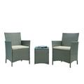 Manhattan Comfort Imperia 3-Piece Rattan Patio Conversation Set in Gray/Cream