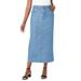 Plus Size Women's Classic Cotton Denim Midi Skirt by Jessica London in Light Wash (Size 20) 100% Cotton