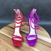 Jessica Simpson Shoes | Jessica Simpson Red Purple Mismatched Strappy Faux Suede Sandals Womens Size 6 B | Color: Red | Size: 6