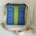 Coach Bags | Coach Signature Leather Blue /Green Trim Leather Crossbody Bag | Color: Blue/Green | Size: Os