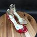 Jessica Simpson Shoes | Jessica Simpson Red Beige Mismatched Ankle Strap Pump Heel Sandals Womens 6 B | Color: Red | Size: 6