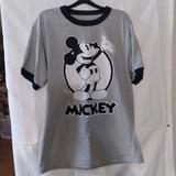 Disney Tops | Disney Mickey Mouse Shirt Womens Size L Gray Grapic Short Sleeve Tee | Color: Black/Gray | Size: L