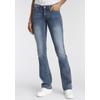 Bootcut-Jeans ARIZONA "mit Keileinsätzen", Damen, Gr. 23, K + L Gr, blau (mid blau use), Denim/Jeans, Obermaterial: 76% Baumwolle, 16% Polyester, 7% Viskose, 1% Elasthan, Basic, eng lang, Jeans, ausgestellte Beinform, niedrige Leibhöhe, elastisches...
