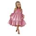 JDEFEG Tulle Long Bridesmaid Dress Kids Little Girls Daily Dress Autumn Long Sleeve Solid Irregular Princess Dress Ruffle Casual Party Dresses Outfits Clothes Sequin Dress Girls Size 16 Pink S