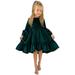 JDEFEG Tulle Long Bridesmaid Dress Kids Little Girls Daily Dress Autumn Long Sleeve Solid Irregular Princess Dress Ruffle Casual Party Dresses Outfits Clothes Sequin Dress Girls Size 16 Green S