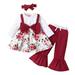 Dezsed 6M-3Y Toddler Baby Girl Valentine s Day Outfit Sets Floral Printed Long Sleeve Shirt Solid Color Trousers Pants With Headband Suits Girls Boutique Outfits
