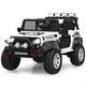 COSTWAY 12V Kids Electric Ride on Truck, Battery Powered Off-road Car with Remote Control, LED Lights, Horn, Music, 4 Spring Suspension Wheels Vehicle Toy for Children (White)