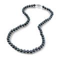 The Pearl Source 14K Gold 5.0-5.5mm Round Genuine Black Japanese Akoya Saltwater Cultured Pearl Necklace in 17" Princess Length for Women