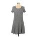 Forever 21 Casual Dress - A-Line Scoop Neck Short sleeves: Gray Print Dresses - Women's Size Medium