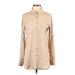 Calvin Klein Long Sleeve Blouse: Tan Tops - Women's Size Small