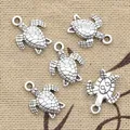 40 pièces breloques tortue tortue mer 16x12mm Bronze Antique argent couleur pendentifs DIY artisanat