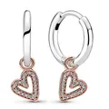 Boucles d'oreilles en argent Sterling 925 authentique en forme de cœur avec anneau de cristal