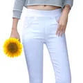 Pantalon Cargo Blanc Droit pour Femme Slim Transparent Décontracté
