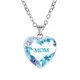Collier en verre pour maman 1 pièce bleu doux cœur bijoux pour la fête des mères meilleurs