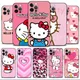 Coque de téléphone à imprimé léopard pour Apple iPhone Hello Kitty Love Flower Cover 15 14 13