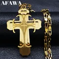 Collier de Jésus avec grande croix pour homme acier inoxydable or document Christ dieu bijoux