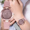 Montre-bracelet à quartz vintage pour femme biscuits étoile ciel argent rose loisirs tendance