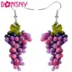 Bonsny-Boucles d'oreilles douces en acrylique pour femmes un bouquet de raisin grand long