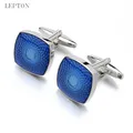 Lepton – boutons de manchette carrés bleus en acier inoxydable pour hommes robe de mariée