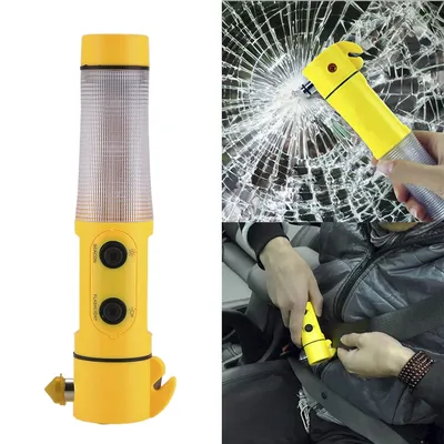 Brise-vitre de voiture 4 en 1 coupe-ceinture de sécurité lampe de poche signal lumineux LED