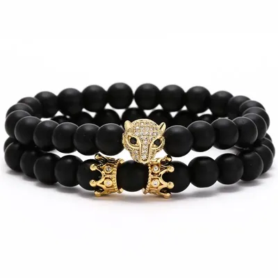 Ensemble de bracelets léopard pour hommes et femmes bijoux à breloques bracelets en pierre