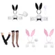 Costume Cosplay Sexy pour femmes col Haiband boucles papillon gants en peluche queue de lapin