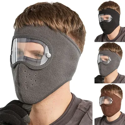 Cagoule de cyclisme masque facial chaud coupe-vent respirant avec lunettes HD Anti-buée