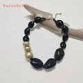 Kara & Kale-Collier de perles noires courtes pour femmes couleur or acrylique style exagéré fait