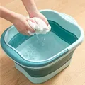 Baignoire Pliante pour Pieds Bassin de Trempage Pliable Énergie de Spa avec Poignée Bain E27