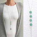 Porte-badge d'identification en acier inoxydable lanière perlée collier jonc vert aventurine