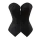 Corset Overbust à rayures noires pour femmes Corselet de bureau Bustier sans bretelles Zip