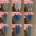 Treny-Boucles d'oreilles pompon fleur biscuits bleu complet pour femme bijoux fantaisie boucles