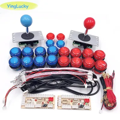 Kit de Joystick d'arcade pour 2 joueurs avec 20 boutons LED + 2 Joysticks + 2 encodeurs USB +