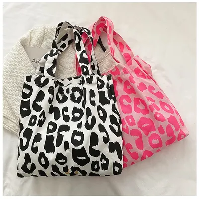 Grand sac fourre-tout souple en toile léopard initié sac décontracté pour le shopping la plage et