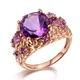 HOYON 14K Or Rose Couleur Imitation 585 Bague Améthyste Naturelle Pour Femmes Bijoux Etoile Violet