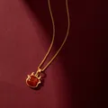 Collier en Onyx rouge du zodiaque pour femmes mignon tête de taureau couleur or argent chaîne