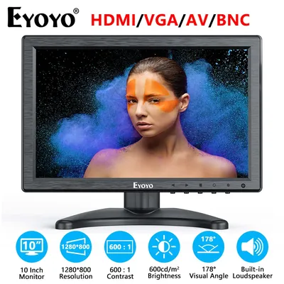 Eyoyo-Écran LCD IPS Full HD de 10 Pouces 1920x1200 avec Entrée HDMI/BNC/VGA/USB et Haut-Parleur