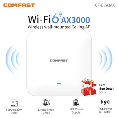 Comfast CF-E393AX 3000Mbps Gigabit WiFi 6 Plafond Sans Fil I-Touristes Bande 2.4G + 5 mesurz