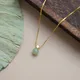 VOQ – collier en perles de Jade hétian pour femme chaîne à clavicule en Zircon couleur argent